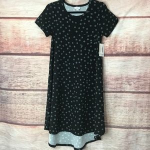 Lularoe NWT Carly Black with Gray Dots  XXS